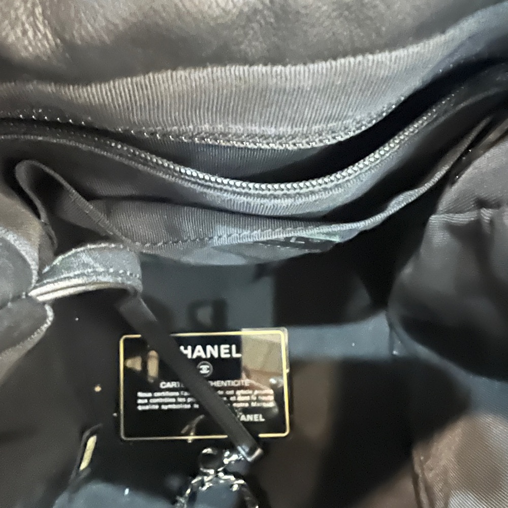 Chanel Chevron Urban Spirit Drawstring Bucket Small Backpack Black - Picture 9 of 12